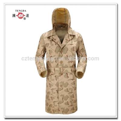 factory price polyester PVC military camouflage long raincoat, rain coat, rainwear