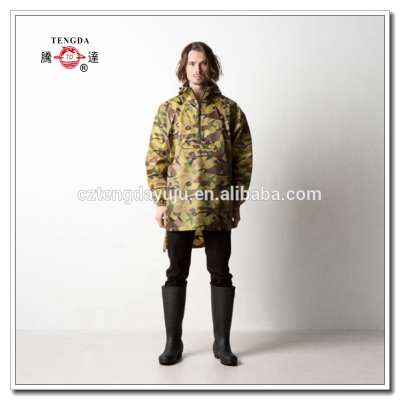 outdoor polyester coated pu fashionable male rain jacket